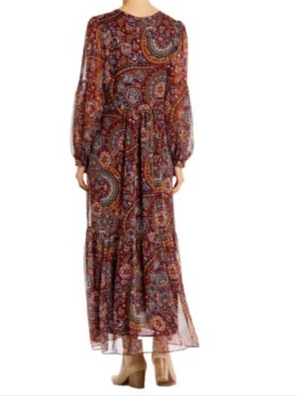 Johnny Was JADE XS Tiered Maxi Dress Metallic Paisley Boho Chic Fall - Picture 5 of 10